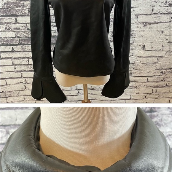 $1900 Brandon Maxwell Leather Blouse Size 4 - Picture 6 of 6